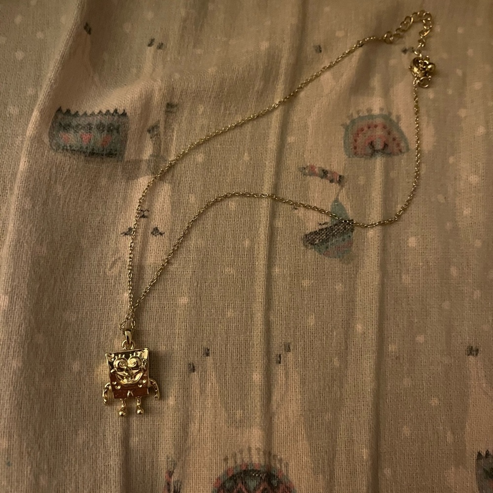 Gold SpongeBob Character Pendant Necklace - Women’s Fashion Jewelry